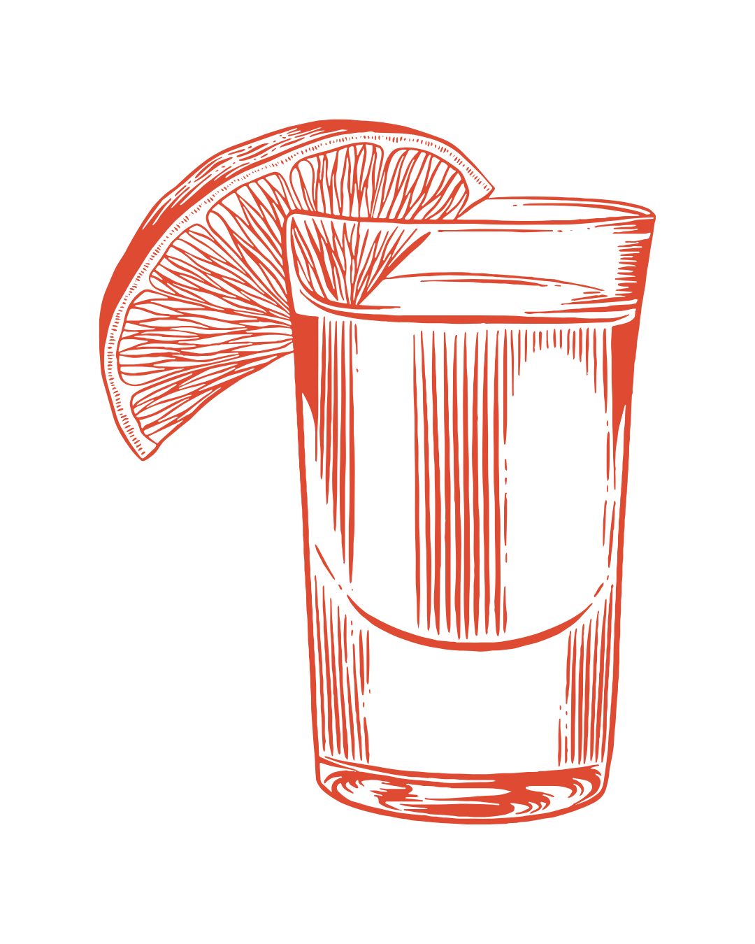 Ilustração de um copo de shot com uma rodela de laranja, símbolo da Digital Shot